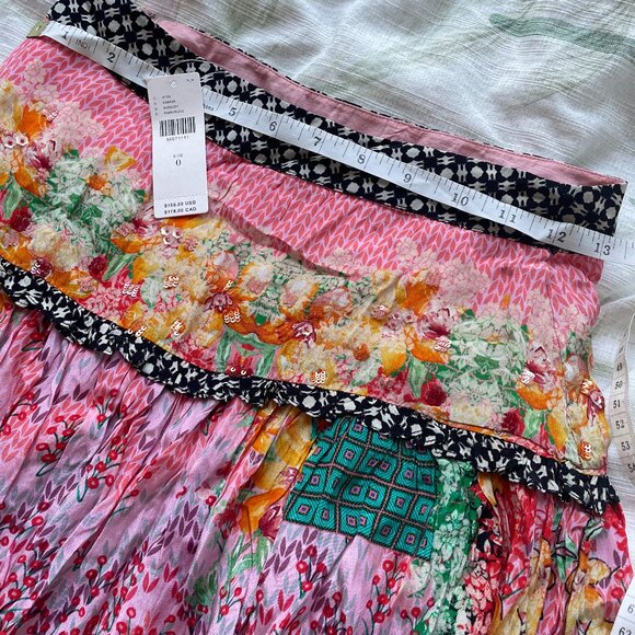 Anthropologie Celina Tiered Maxi Skirt Floral Patchwork Bhanuni Jyoti sz 0 - Picture 5 of 5